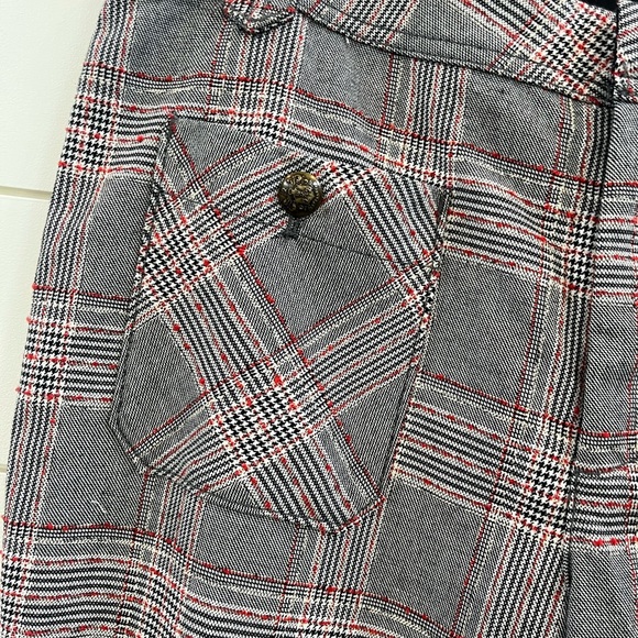 Free People Plaid Flare Pants Grey Brown Retro - Picture 4 of 7